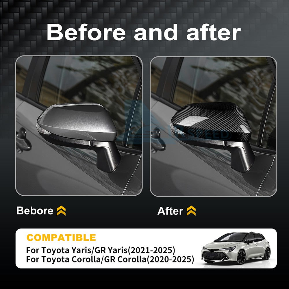 HARD Carbon Fiber Rear View Mirror Cover for Toyota Corolla 2020-25 Yaris 21-25 - detail view 4
