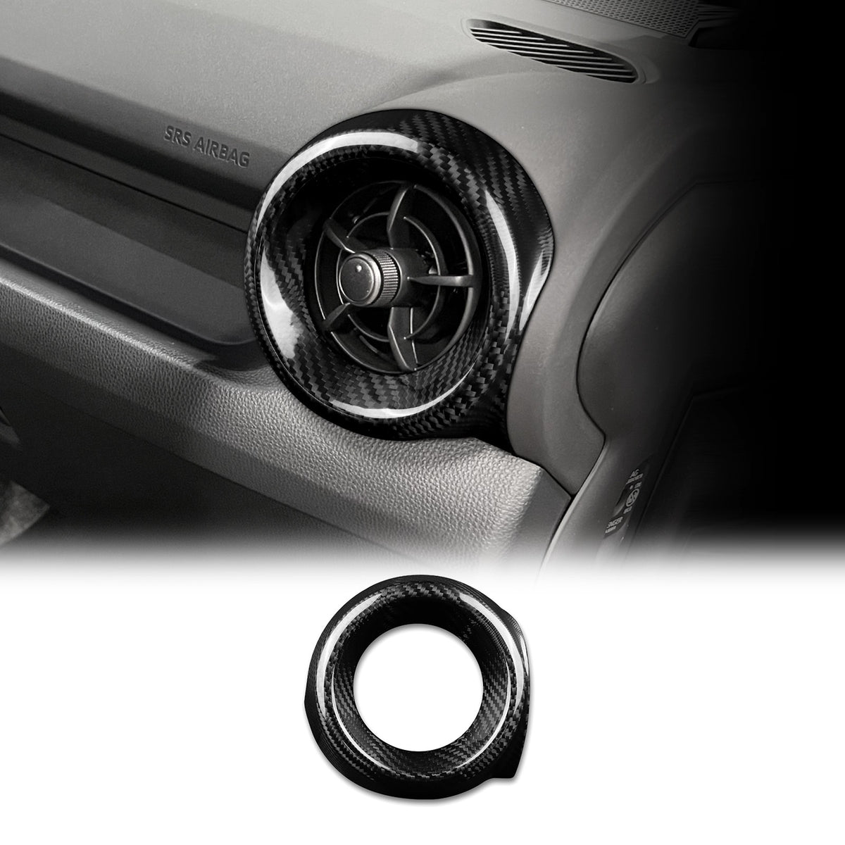 Black Carbon Fiber Passenger Side Air Outlet Cover for Toyota GR Yaris 2025-2026 - product view