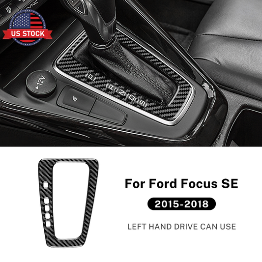 For Ford Focus SE 15-2018 Car Center Gear Shift Panel Sticker Carbon Fiber Black（U.S. Stock）