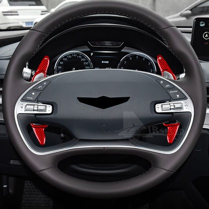 For Hyundai Genesis 2021-2022 Red Carbon Steering Wheel Paddle Shifter Extension