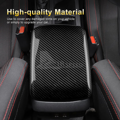 RRAL HARD Carbon Fiber Black Center Armrest Box Cover For Subaru WRX 2022-2023 - detail view 6