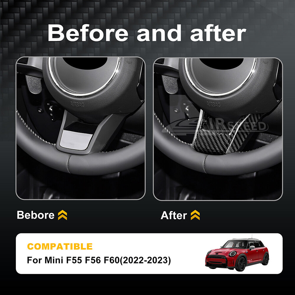 Black Steering Wheel Center REAL HARD Carbon Fiber For Mini F55 F56 F60 22-2023 - detail view 4