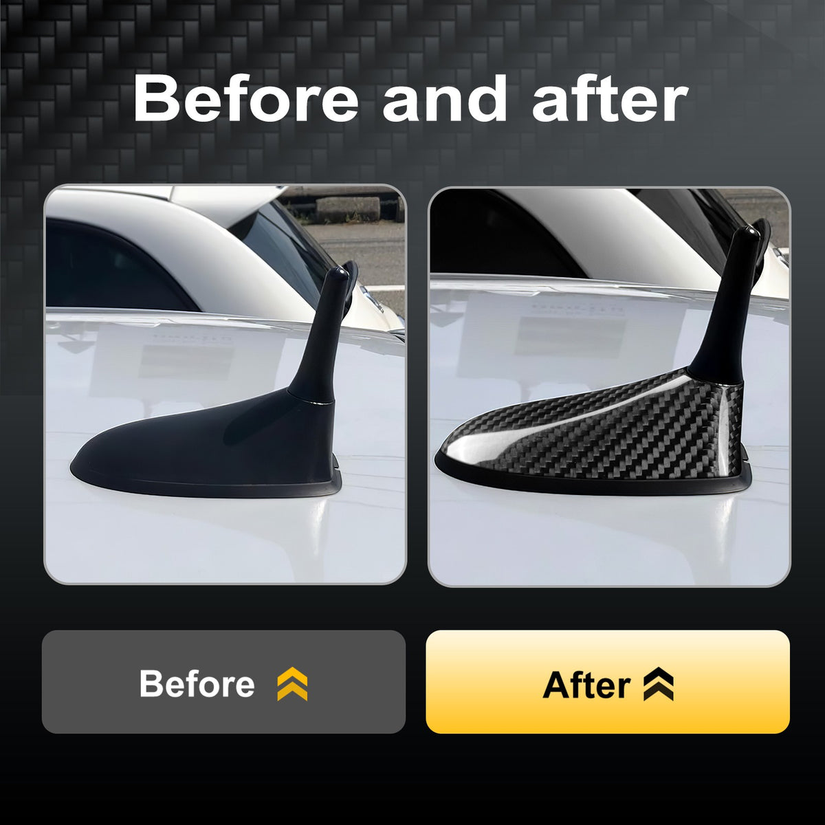 Car Antenna Cover Trim Black Carbon Fiber for FIAT 500 Abarth 595 2016-2024 - detail view 4