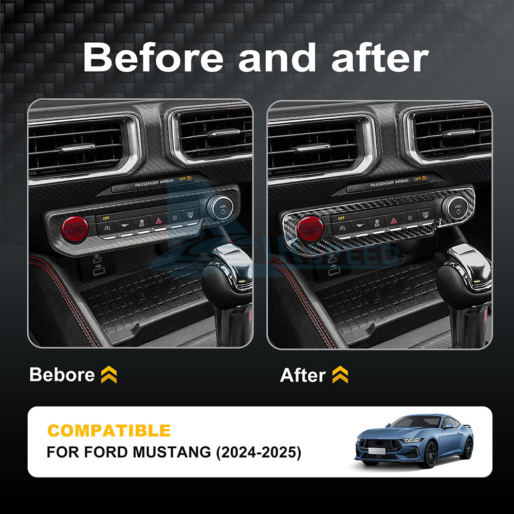 Real Hard Carbon Fiber Warning Light Switch Cover Trim For Ford Mustang 2024-UP - detail view 5