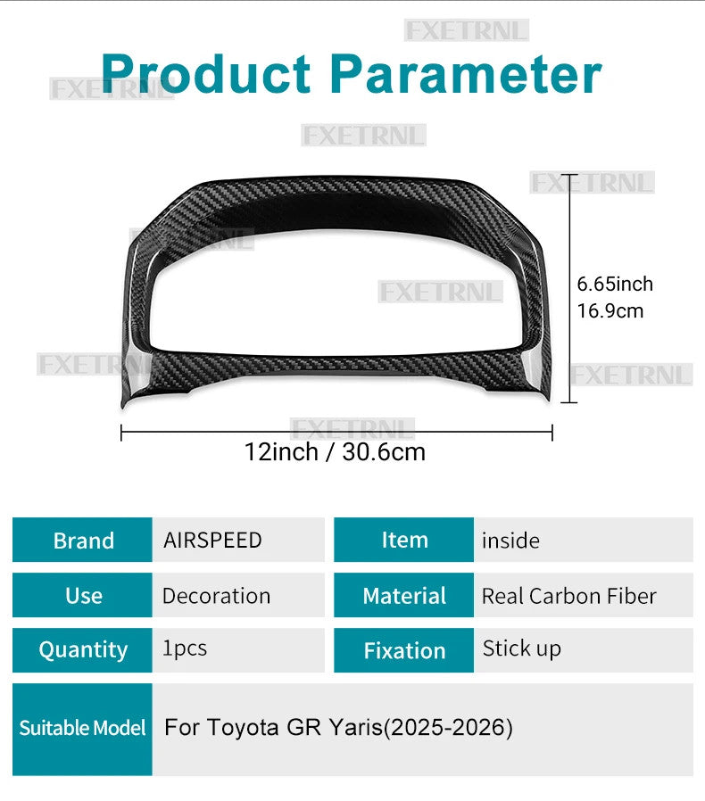 LHD Black Hard Carbon Speedometer Bezel Trim For Toyota GR Yaris 2025-2026 - detail view 15