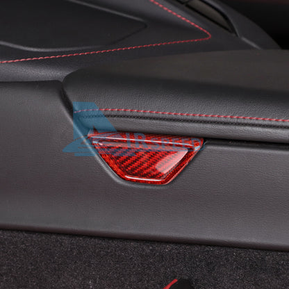 For Corvette C8 2020-2024 REAL HARD Carbon Fiber Armrest Box Button Cover RED