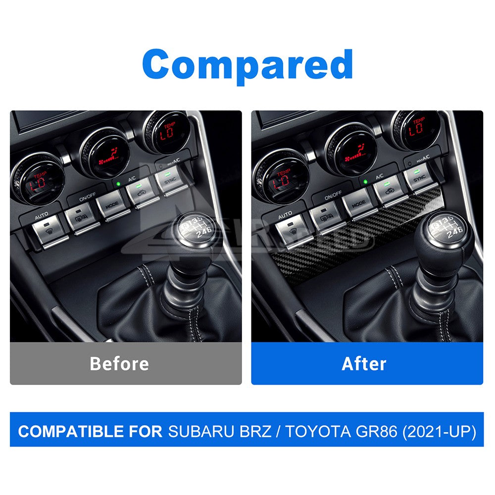 Black Hard Carbon Fiber AC Climate Control Button Lower Cover for BRZ GR86 - detail view 3