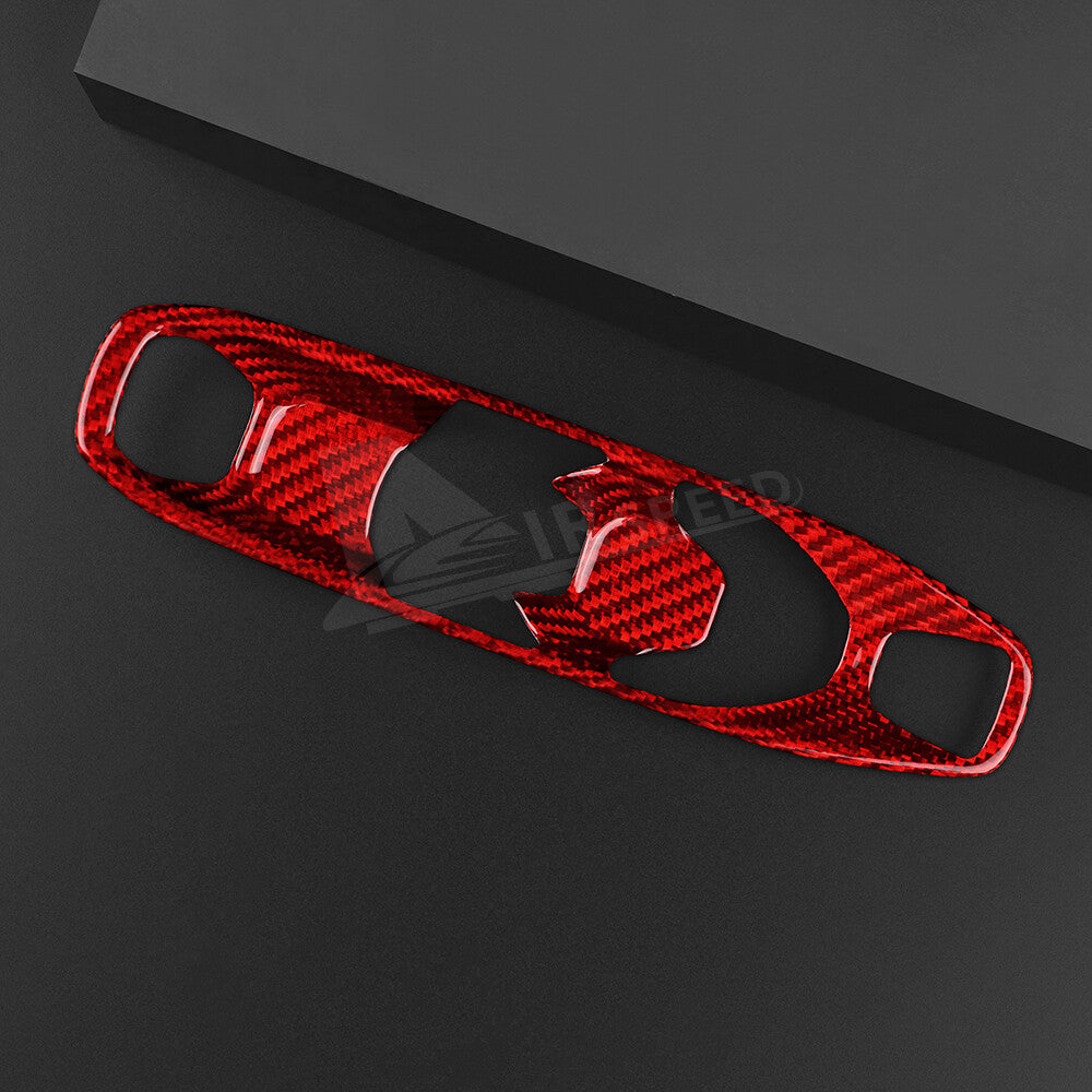REAL HARD For Corvette C8 20-23 Carbon Fiber Red Gear Shifter Frame Panel Cover