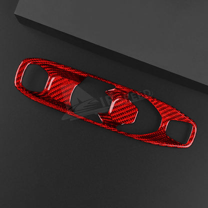 REAL HARD For Corvette C8 20-23 Carbon Fiber Red Gear Shifter Frame Panel Cover
