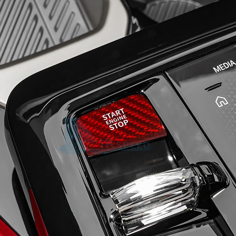 Center One-Click Start Sticker For BMW 5 Series G60 G70 2024-25 Red Carbon Fiber - detail view 7