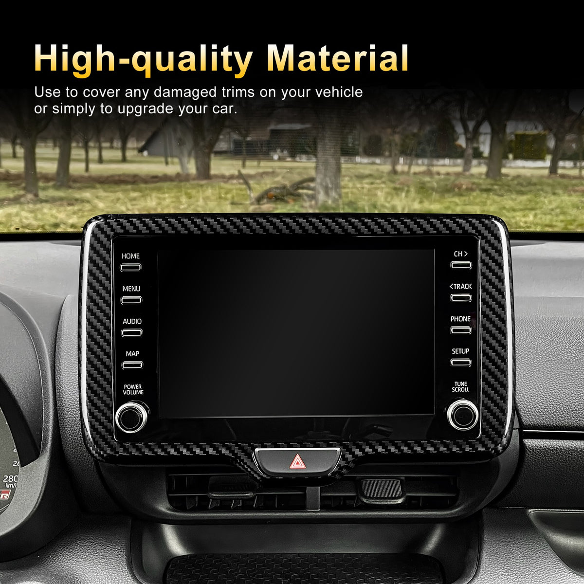 Center Screen Frame Cover For Toyota Yaris Cross/GR Yaris 2020-2024 Carbon Fiber - detail view 5