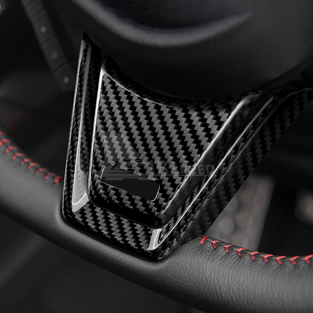 Black Center Steeing Wheel Cover REAL HARD Carbon Fiber For Subaru WRX 2022-2023 - detail view 5