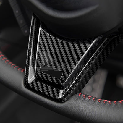 Black Center Steeing Wheel Cover REAL HARD Carbon Fiber For Subaru WRX 2022-2023 - detail view 5