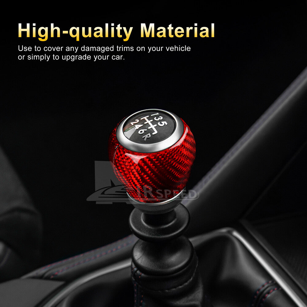 For Subaru WRX STI 22-2023 Gear Shift Knob Cover REAL HARD RED Carbon Fiber RED - detail view 5