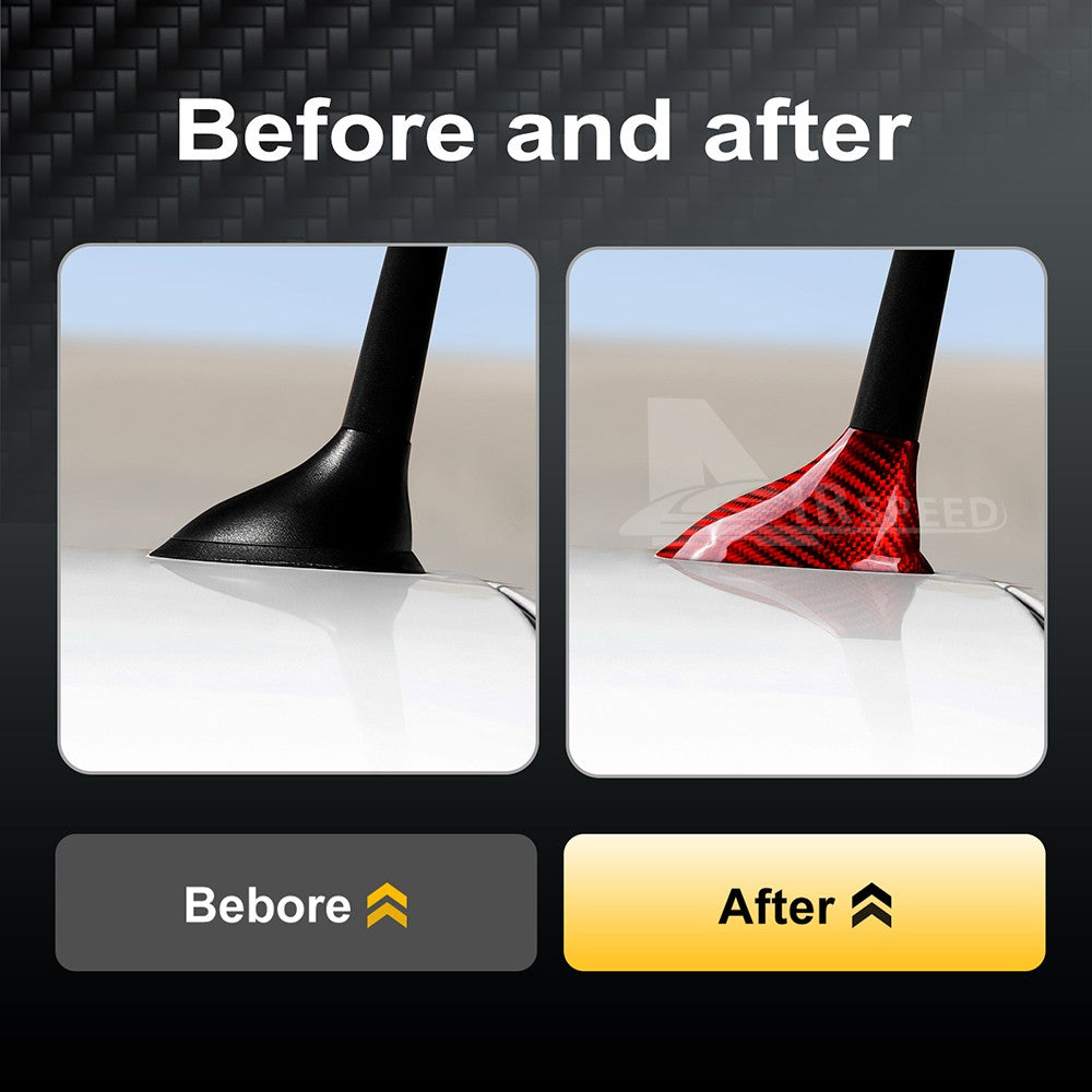 RED HARD Carbon Fiber Antenna Cover Sticker for FIAT 500 Abarth 595 2012-2023 - detail view 4