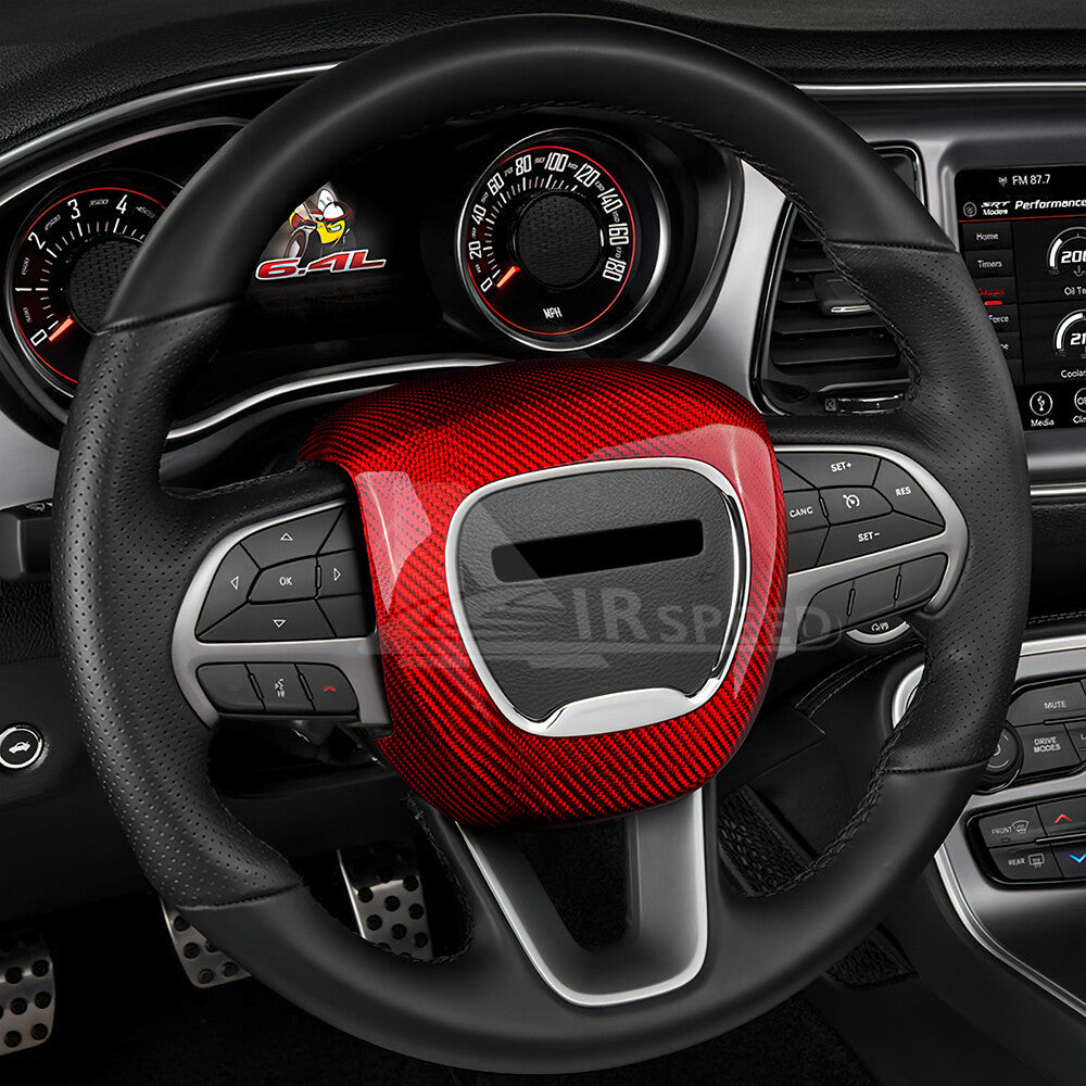 REAL HARD Carbon Fiber Steering Wheel Cover RED For Charger Durango Challenger
