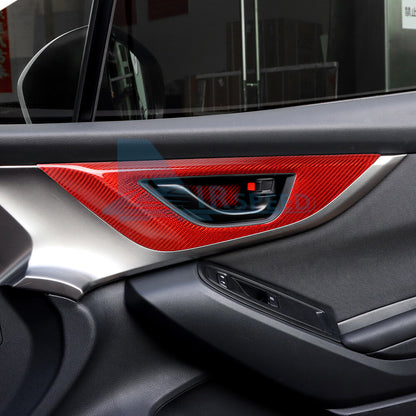 Red Front Door Handle Panel Cover REAL HARD Carbon Fiber For Subaru WRX 22-2023