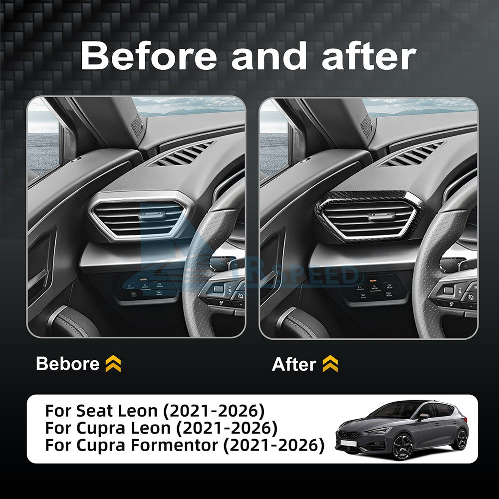 For Seat Leon Cupra Leon 21-2026 Center Side Air Outlet Frame Cover Carbon Fiber - detail view 3