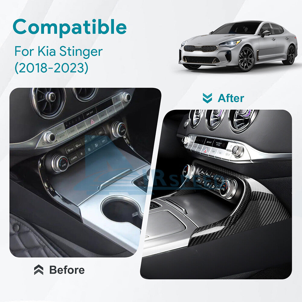 For Kia Stinger 18-2023 REAL HARD Carbon Fiber Air Conditioner Knob Frame Cover - detail view 3