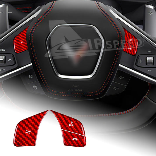 For Corvette C8 20-23 Red Voice Control Button Cover REAL HARD RED Carbon Fiber
