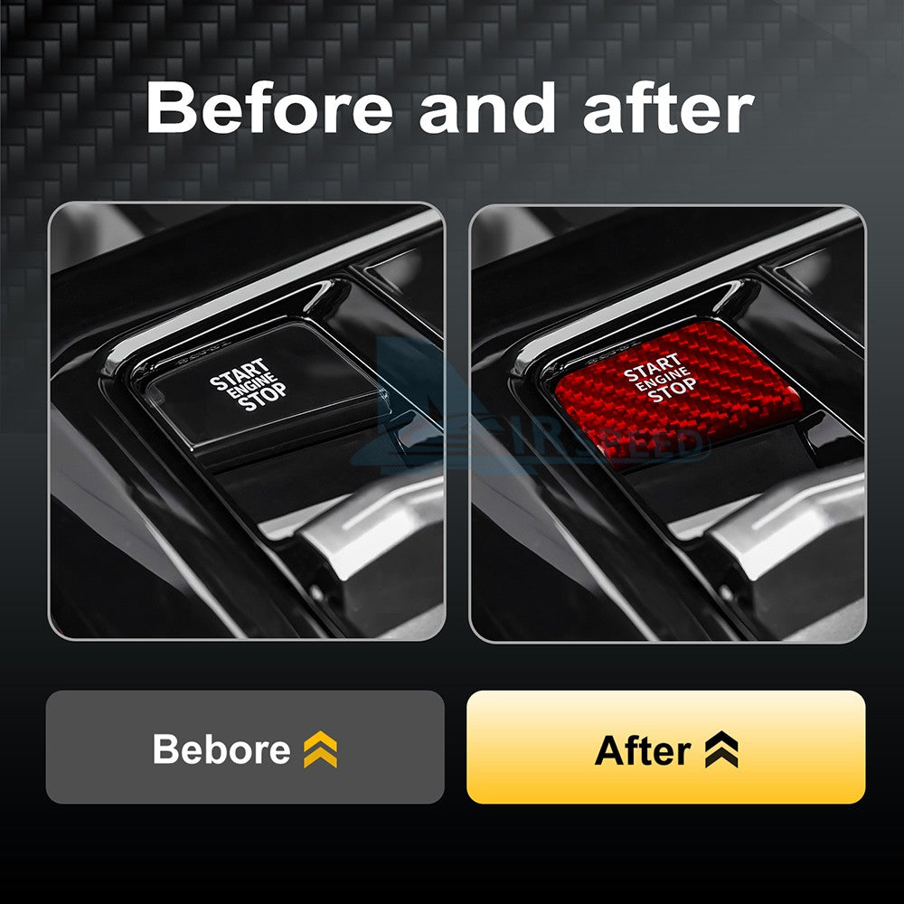 Center One-Click Start Sticker For BMW 5 Series G60 G70 2024-25 Red Carbon Fiber - detail view 3