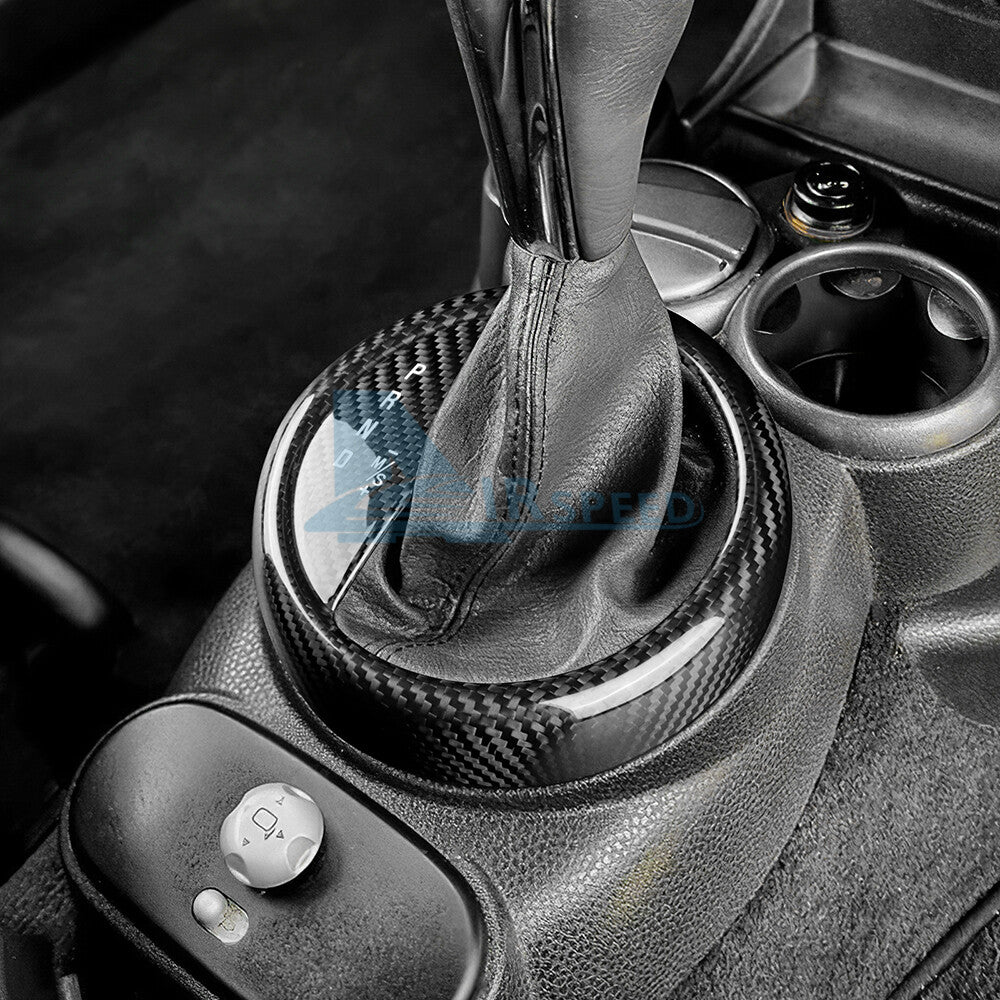 For Mini Cooper R50 R53 01-06 Real Carbon Fiber Center Console Gear Shift Panel - detail view