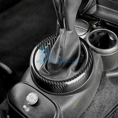 For Mini Cooper R50 R53 01-06 Real Carbon Fiber Center Console Gear Shift Panel - detail view