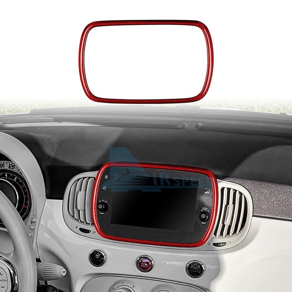 For FIAT 500 Abarth 595 2016-2024 Car Navigation Frame Cover Carbon Fiber Red - product view