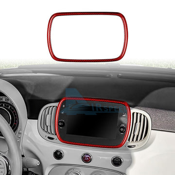 For FIAT 500 Abarth 595 2016-2024 Car Navigation Frame Cover Carbon Fiber Red