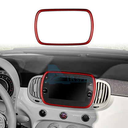For FIAT 500 Abarth 595 2016-2024 Car Navigation Frame Cover Carbon Fiber Red - product view