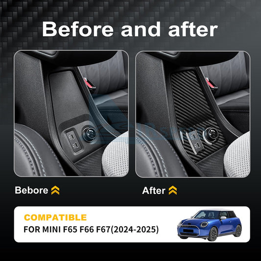 Cigarette Lighter USB Cover For MINI F65 F66 F67 2024-2025 Black Dry Carbon - detail view