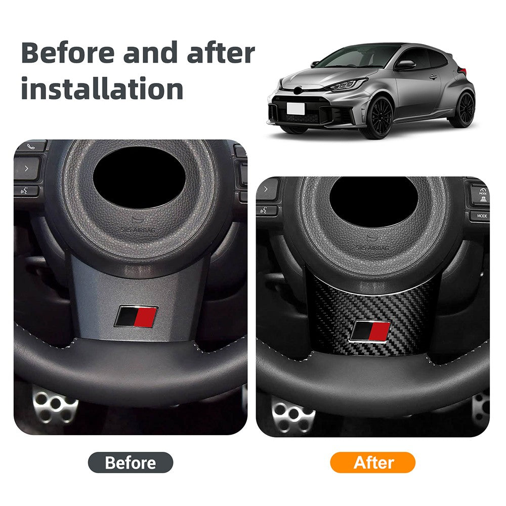 Black Carbon Fiber Car Steering Wheel Chin Cover for Toyota GR Yaris 2020-2026 - detail view 3