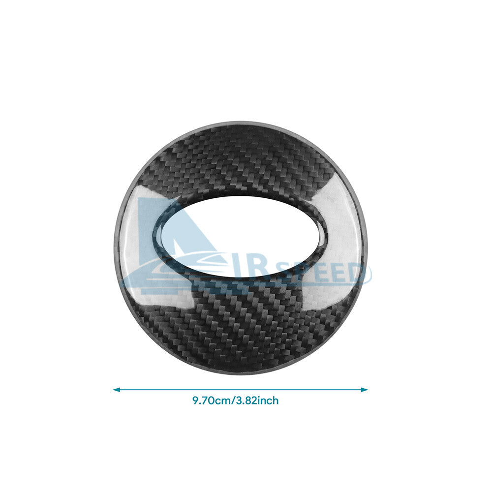 Steering Wheel Center Logo Cover REAL HARD Carbon Fiber For Subaru WRX 2022-2023 - detail view