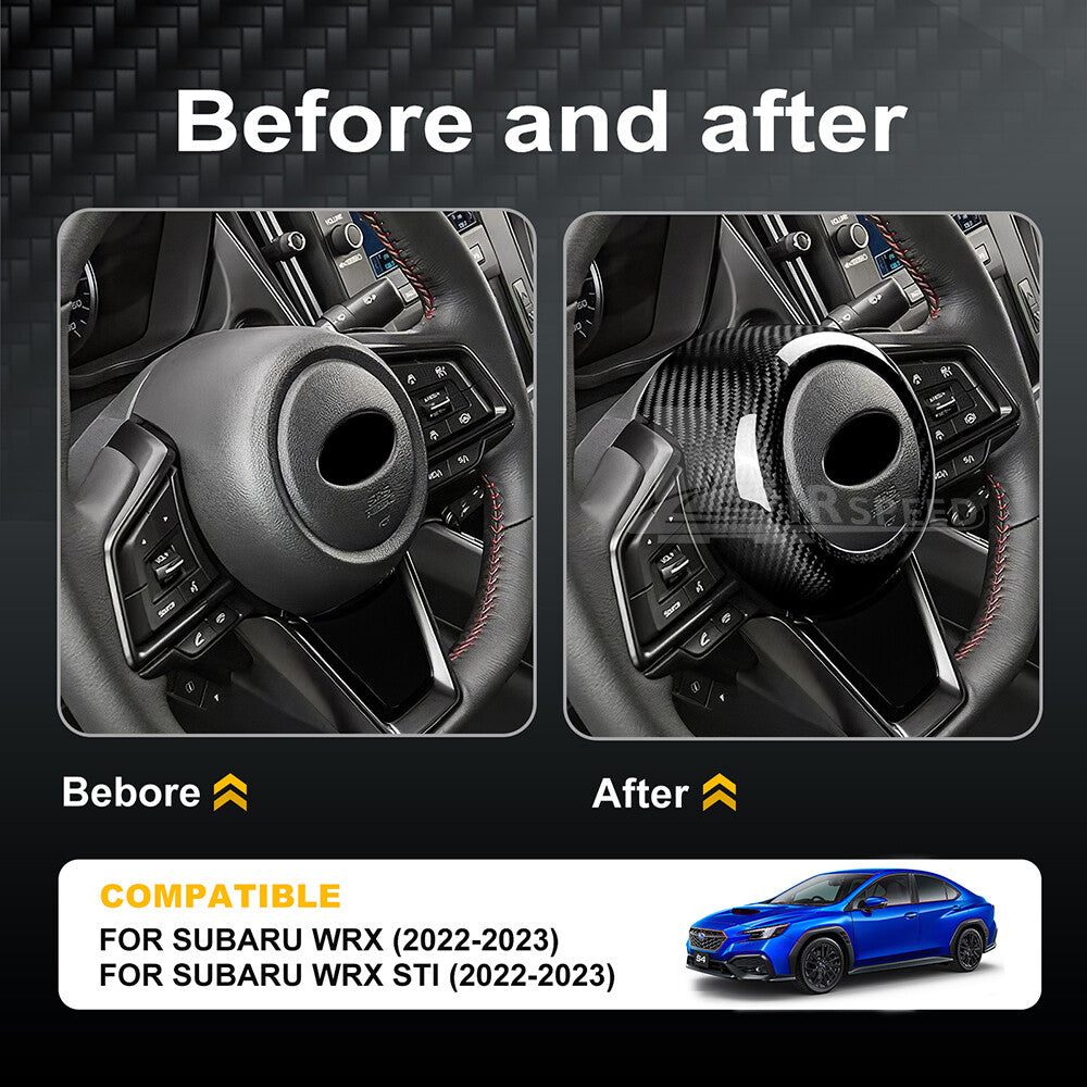 REAL HARD Carbon Fiber Steering Wheel Surround Cover For Subaru WRX STI 22-2023 - detail view