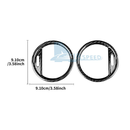 Real Hard Carbon Fiber Air Vent Ring Cover Trim For Fiat 500 Abarth 595 2016-23 - detail view