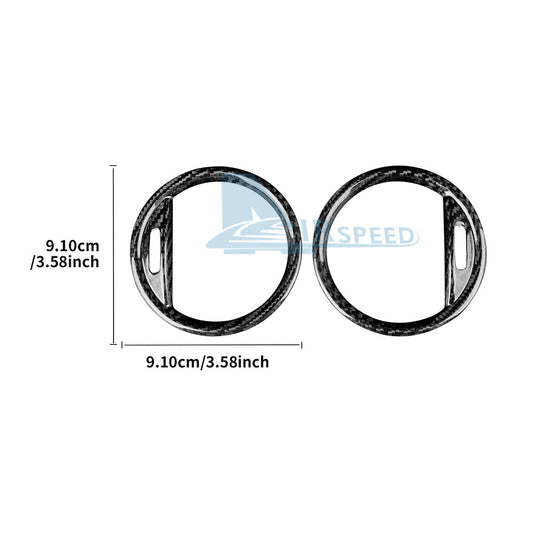 Real Hard Carbon Fiber Air Vent Ring Cover Trim For Fiat 500 Abarth 595 2016-23 - detail view