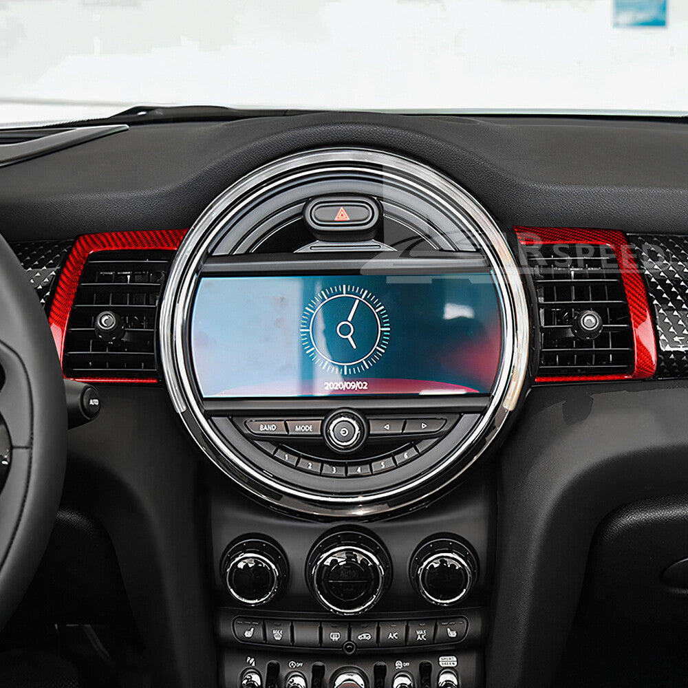 For Mini F55 F56 F57 2014-2021 REAL HARD Carbon Fiber Air Vent Outlet Cover RED - detail view 5