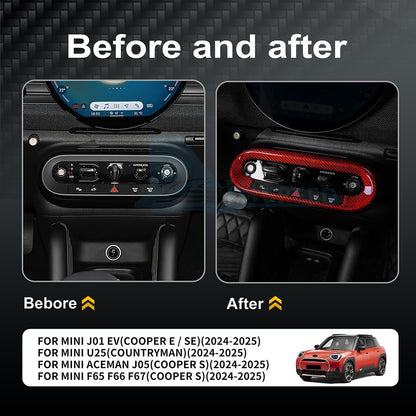 Carbon Fiber Center Shift Button Frame Sticker for MINI U25, J01, J05, F65 & F67 (2024-2026) - detail view 3