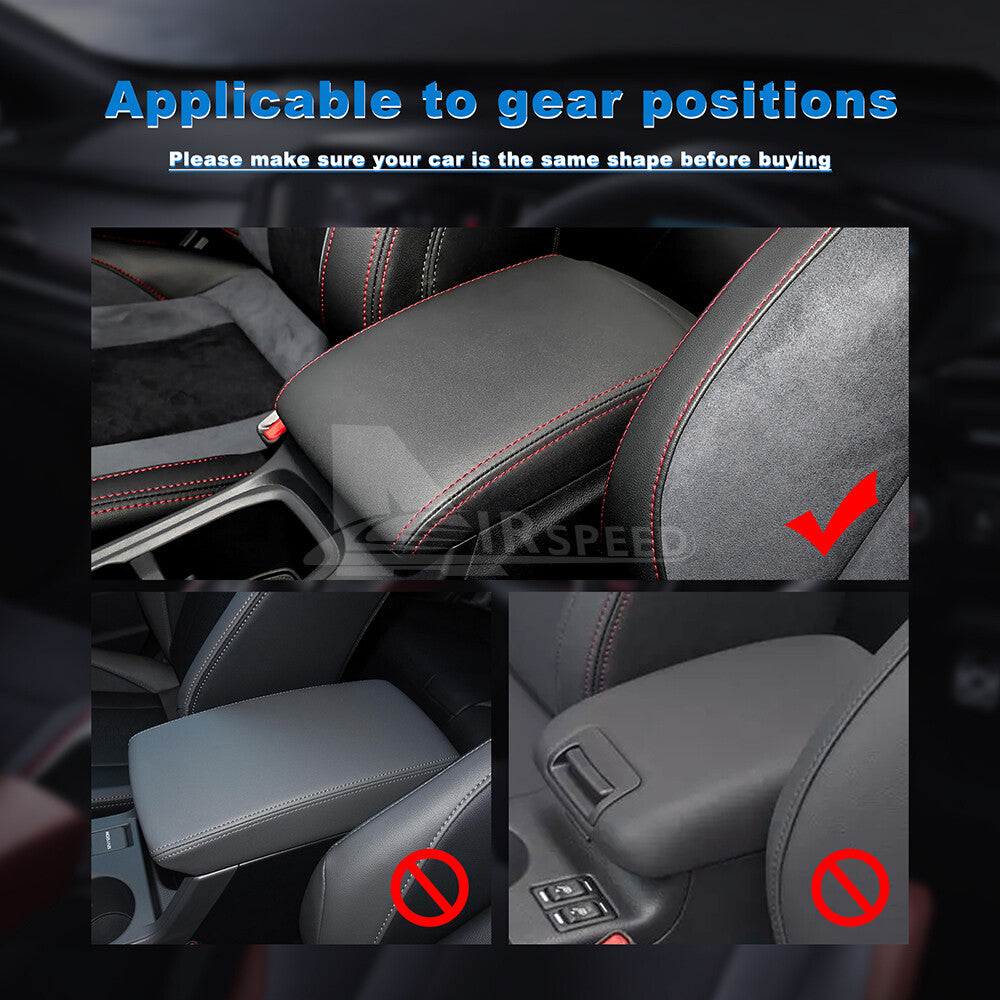 RRAL HARD Carbon Fiber Black Center Armrest Box Cover For Subaru WRX 2022-2023 - detail view