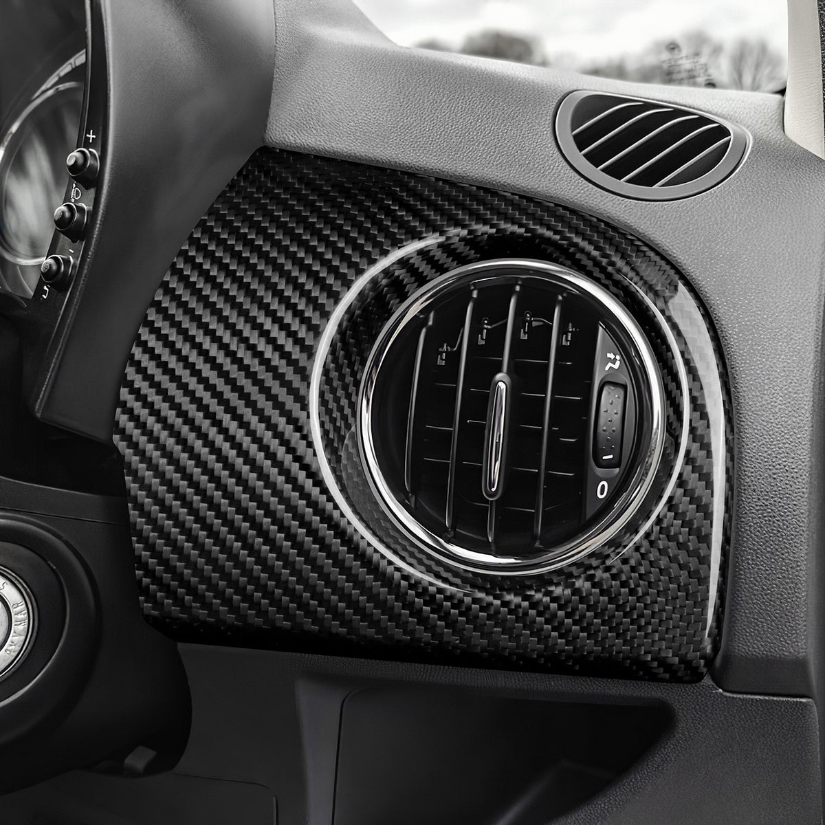 CarbonFiber Driver Side Air Outlet Cover for Fiat 500 08-23 Abarth 595 695 12-23 - detail view 7
