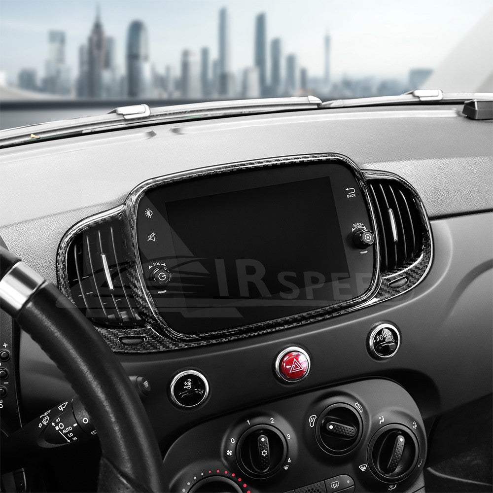 Center Screen Frame Cover For FIAT 500 Abarth 595 695 2016-2024 Carbon Fiber - detail view 8