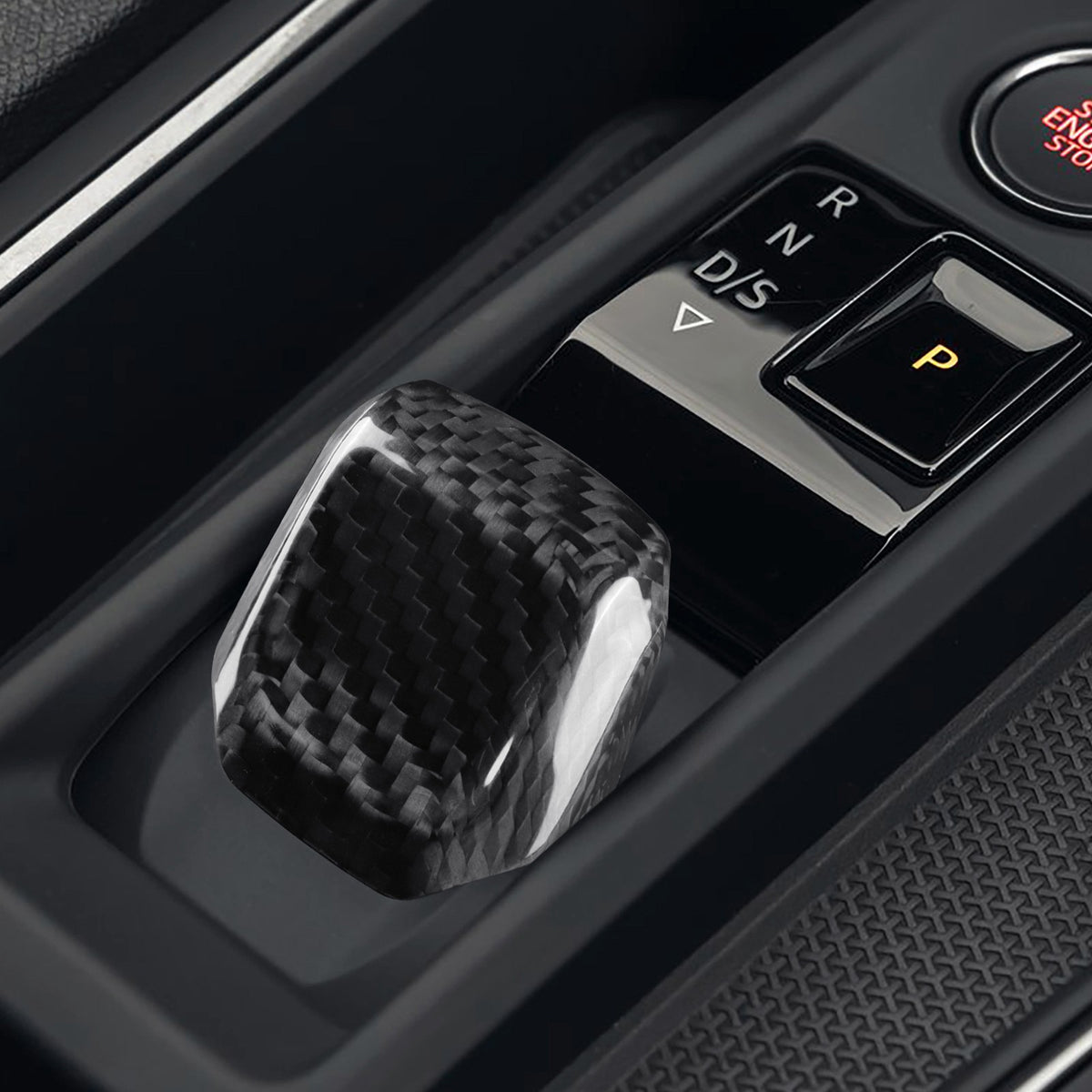 Seat Leon 2020-2026 Auto Black Hard Carbon Fiber Gear Shift Knob Cover Universal - detail view 7