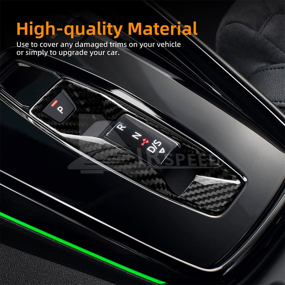 Black Hard Carbon Fiber Gear Shift Frame for Audi A3 2025+ Auto - detail view 6