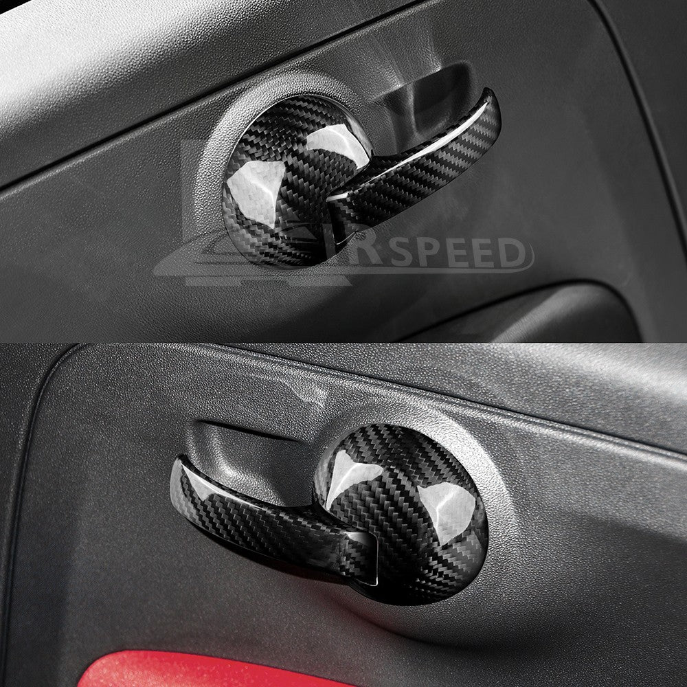 Black Carbon Fiber Door Handle Cover for FIAT 500 2008-2023 Abarth 595 2012-2023 - detail view 7