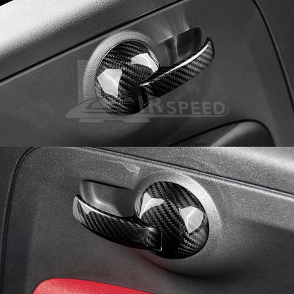 Black Carbon Fiber Door Handle Cover for FIAT 500 2008-2023 Abarth 595 2012-2023 - detail view 7