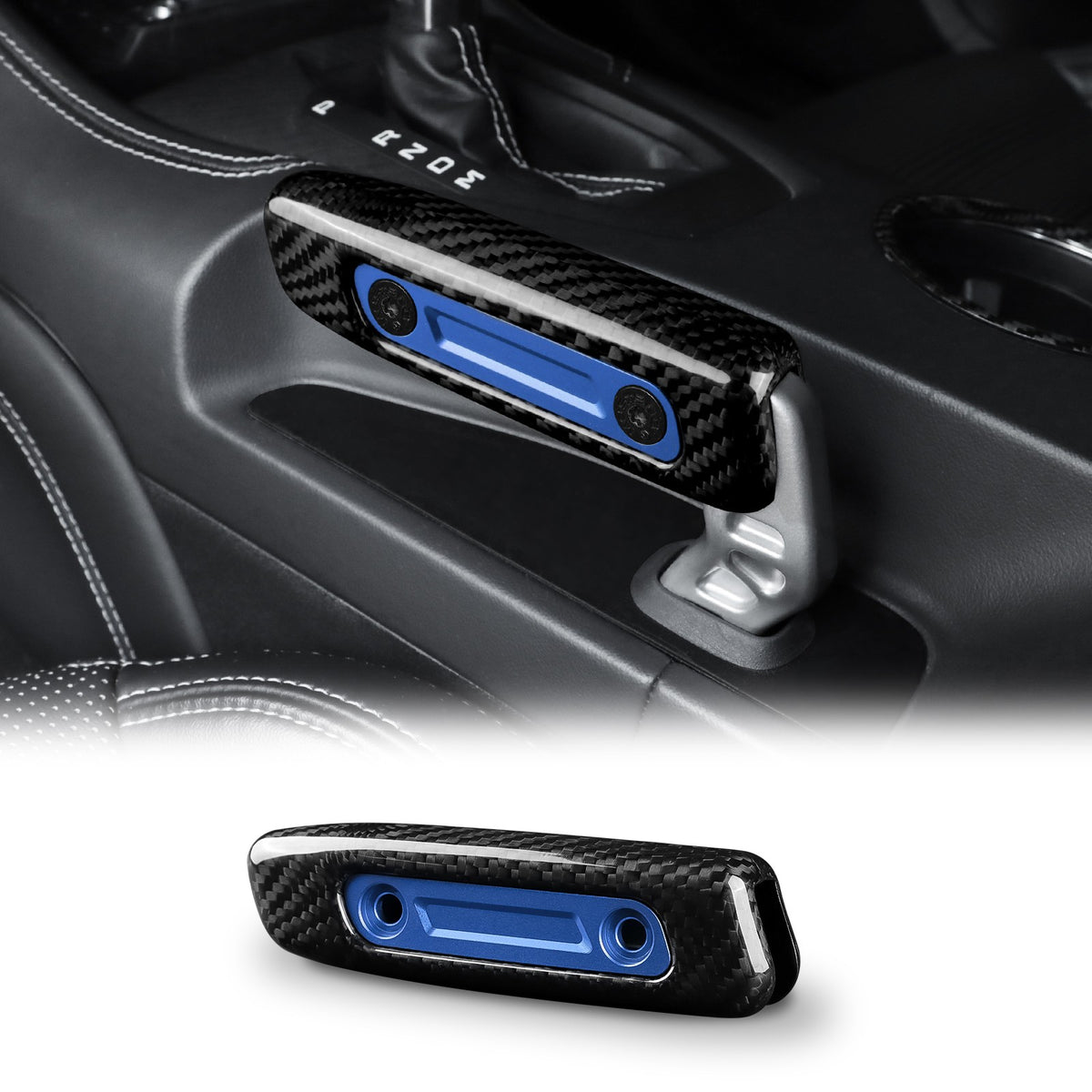 Blue Hard Carbon Fiber Handbrake Interior Sticker for 2024-2025 Ford Mustang - product view