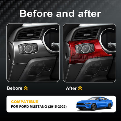 Headlight Switch Button REAL Red HARD Carbon Fiber For Ford Mustang 2015-2023 - detail view 3