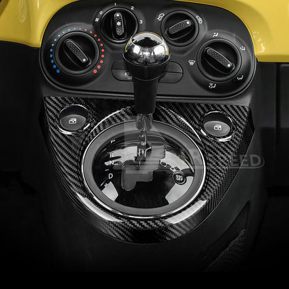 For Fiat 500 Abarth 595 16-23 Real Hard Carbon Fiber Gear Shift Panel Cover Trim - detail view 4