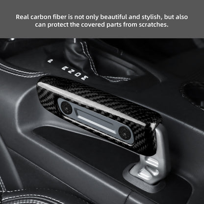 Gray Hard Carbon Fiber Handbrake Interior Sticker for 2024-2025 Ford Mustang - detail view 4