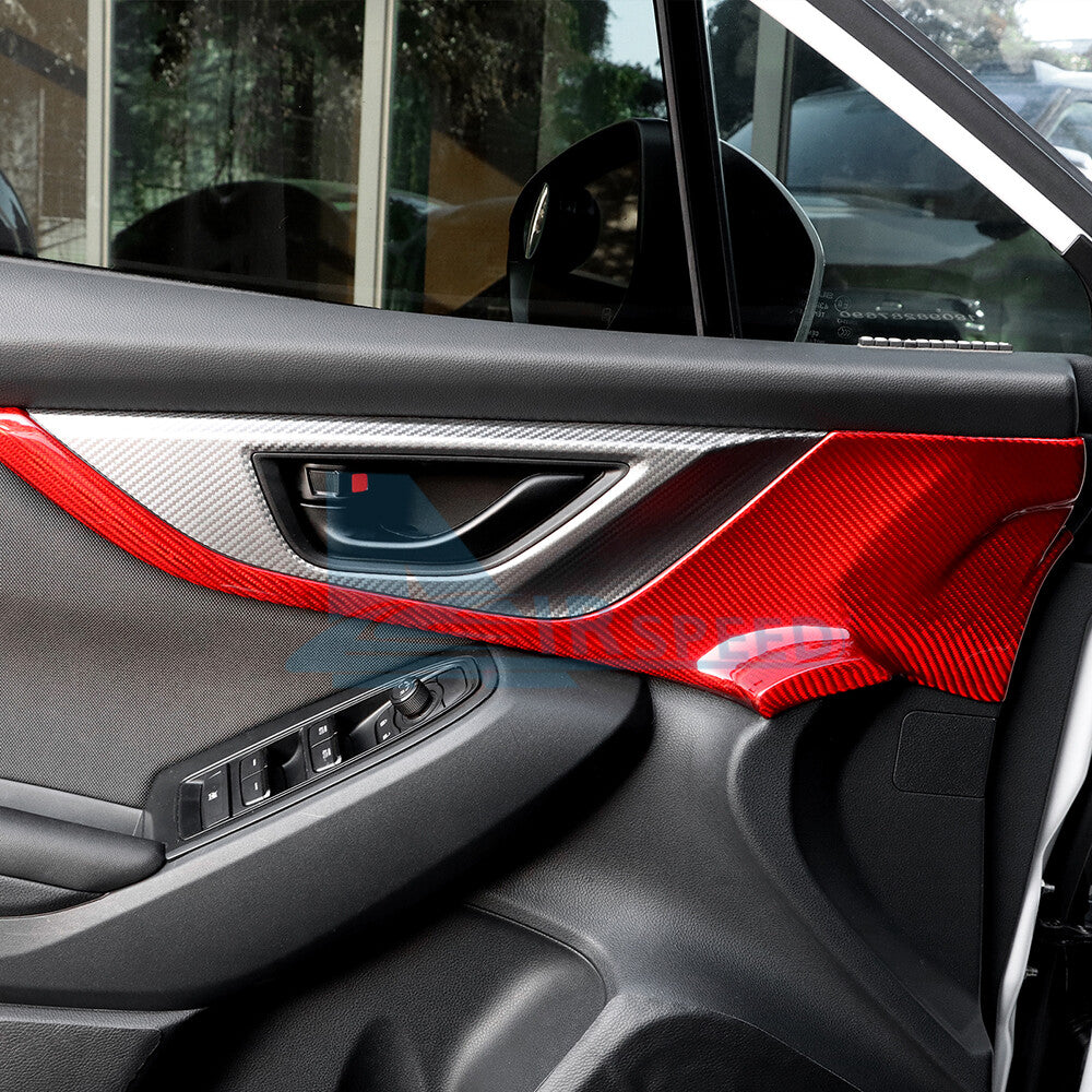 For Subaru WRX 2022-2023 REAL HARD Carbon Fiber RED Door Panel Cover 2PCS